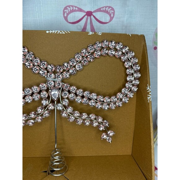 Pink Bow Rhinestone Jeweled Tree Topper - Picture 3 of 4